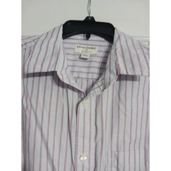 Men's Banana Republic Striped Button Down Dress Shirt Size Large 16-16 1/2 Class - Picture 2 of 7